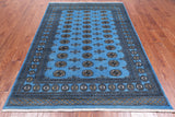 Blue Bokhara Handmade Wool Rug - 5' 6" X 8' 2"