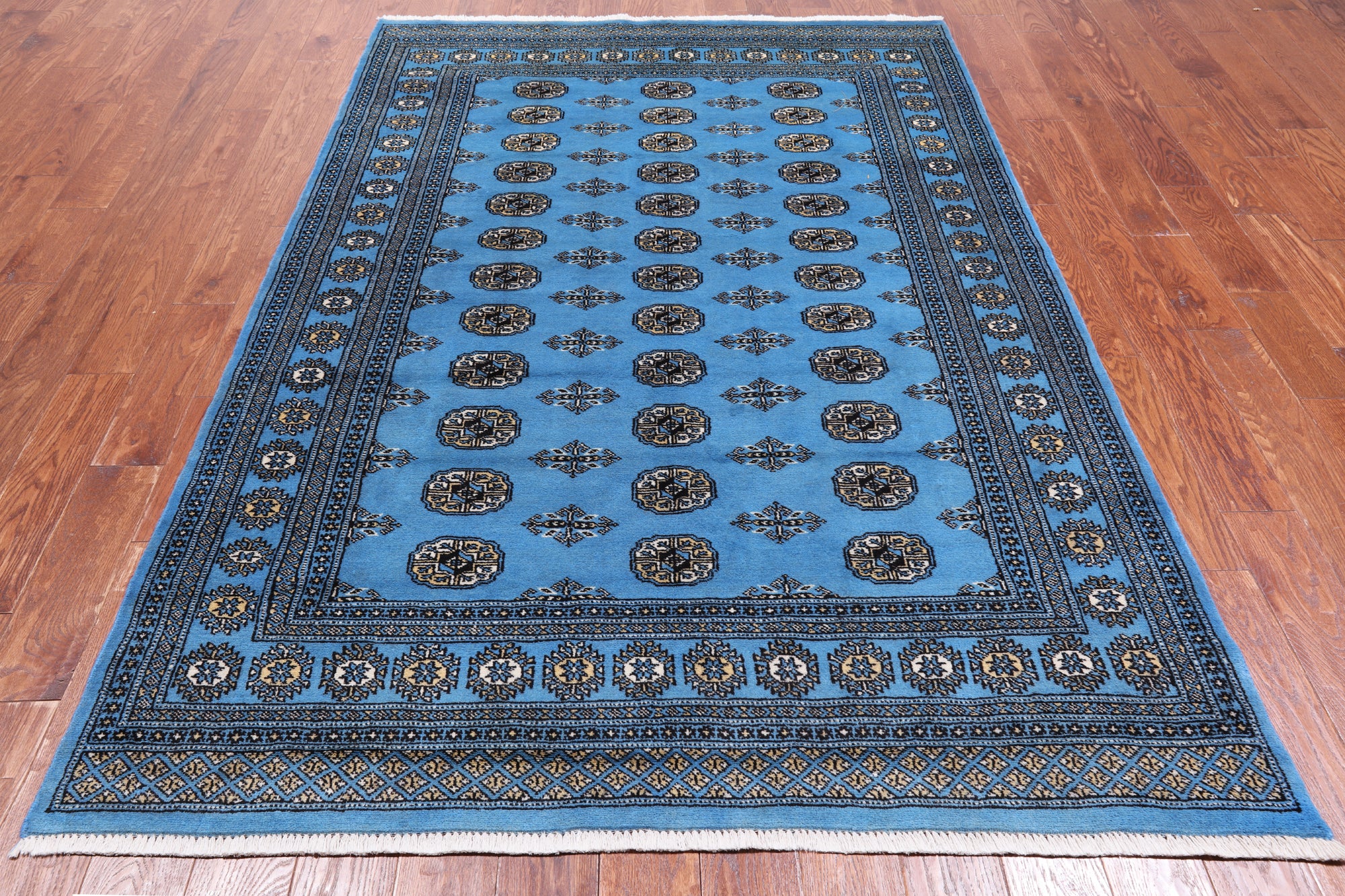 Blue Bokhara Handmade Wool Rug - 5' 6" X 8' 2"