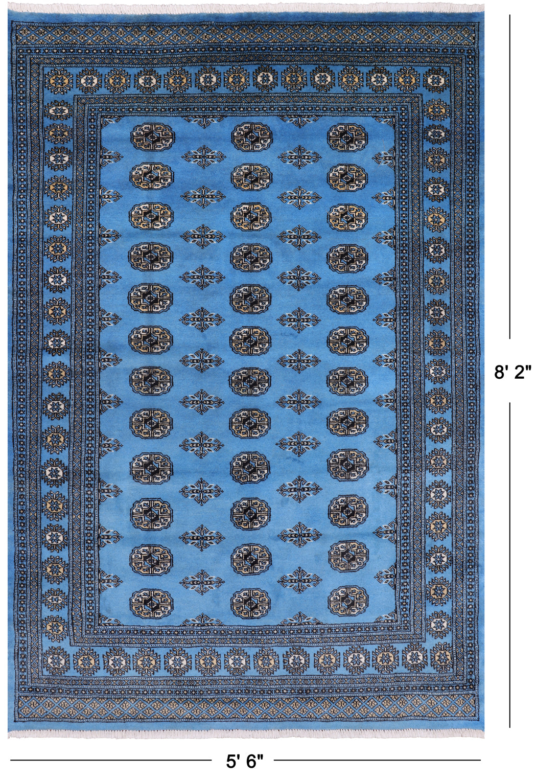 Blue Bokhara Handmade Wool Rug - 5' 6" X 8' 2"
