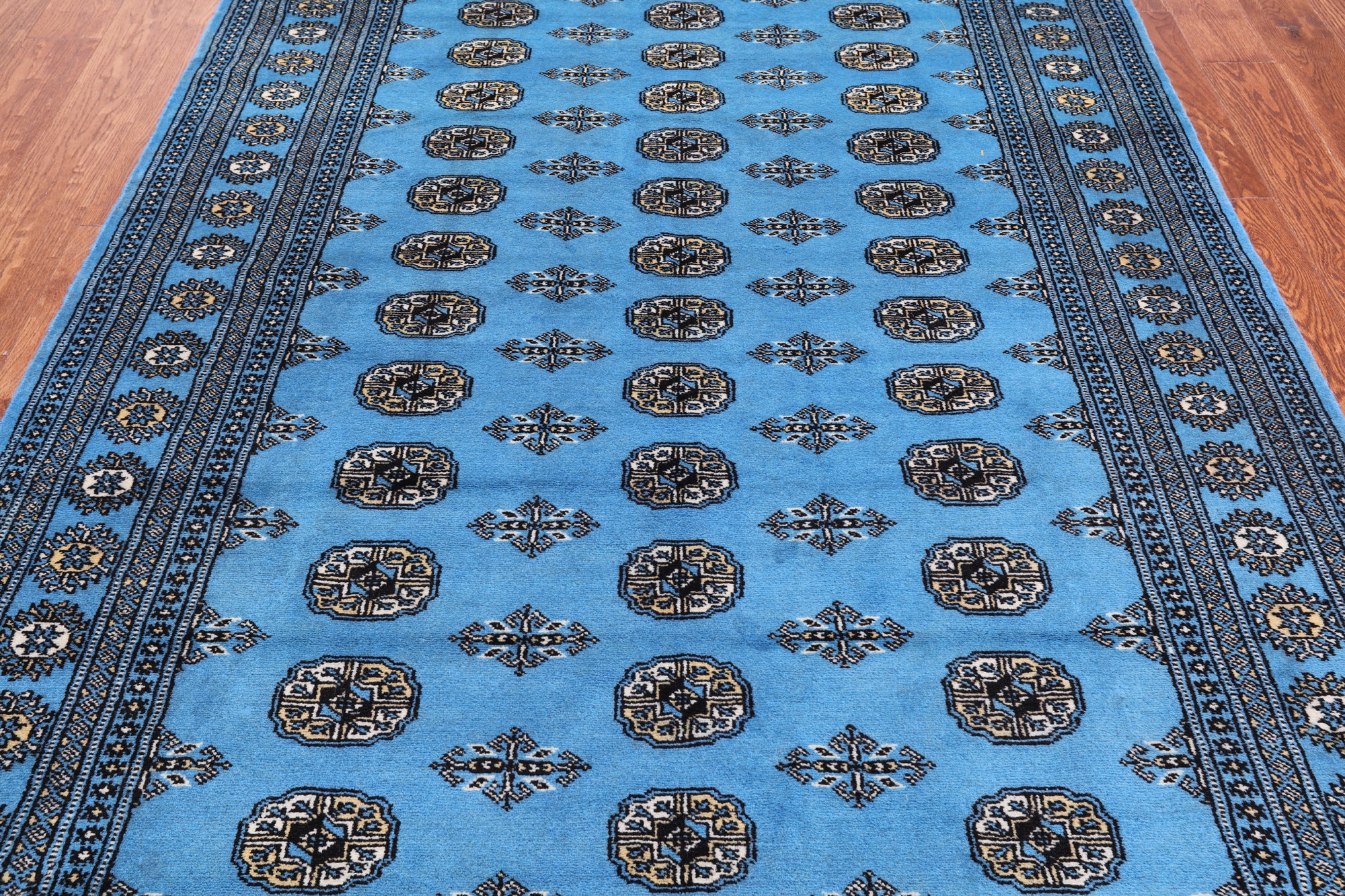 Blue Bokhara Handmade Wool Rug - 5' 6" X 8' 2"