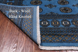 Blue Bokhara Handmade Wool Rug - 5' 6" X 8' 2"