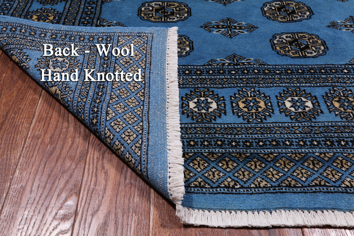 Blue Bokhara Handmade Wool Rug - 5' 6" X 8' 2"