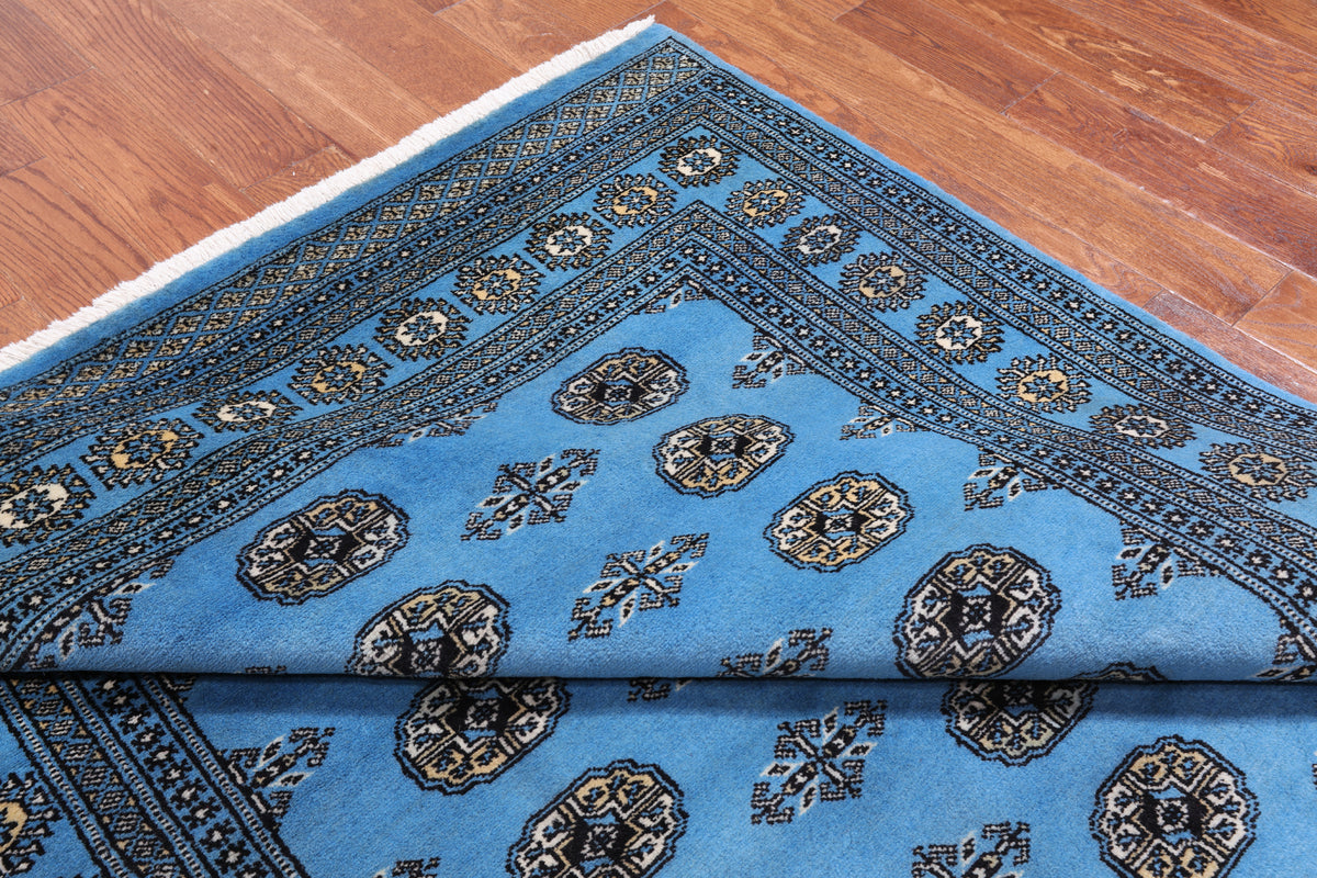 Blue Bokhara Handmade Wool Rug - 5' 6" X 8' 2"