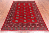 Red Bokhara Hand-Knotted Wool Rug - 5' 7" X 7' 9"
