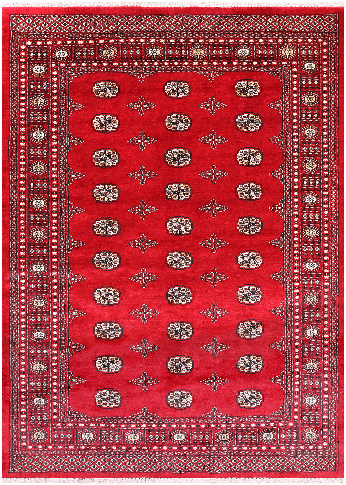 Red Bokhara Hand-Knotted Wool Rug - 5' 7" X 7' 9"