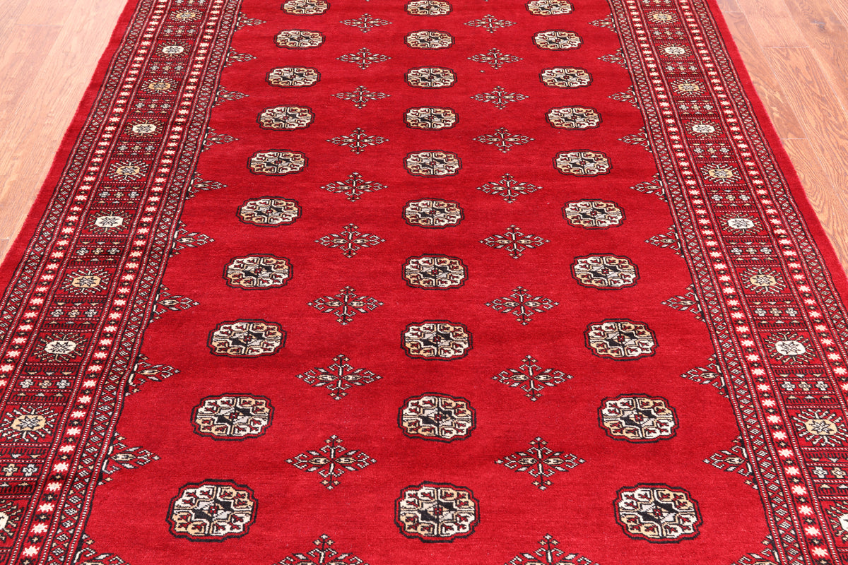 Red Bokhara Hand-Knotted Wool Rug - 5' 7" X 7' 9"