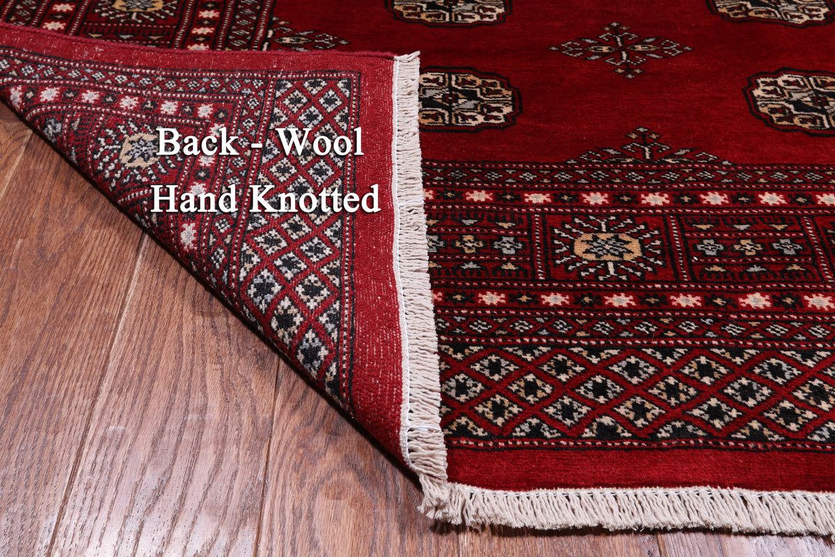 Red Bokhara Hand-Knotted Wool Rug - 5' 7" X 7' 9"