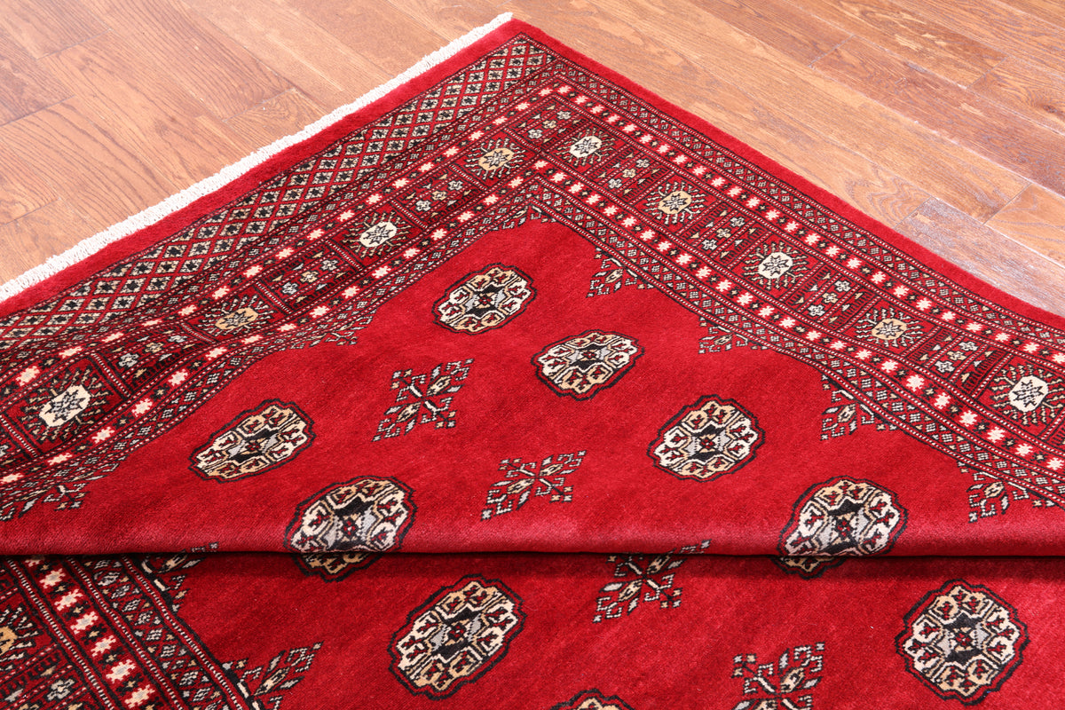Red Bokhara Hand-Knotted Wool Rug - 5' 7" X 7' 9"