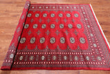 Red Bokhara Hand-Knotted Wool Rug - 5' 7" X 7' 9"