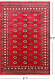 Red Bokhara Handmade Wool Rug - 5' 7" X 8' 3"