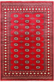 Red Bokhara Handmade Wool Rug - 5' 7" X 8' 3"