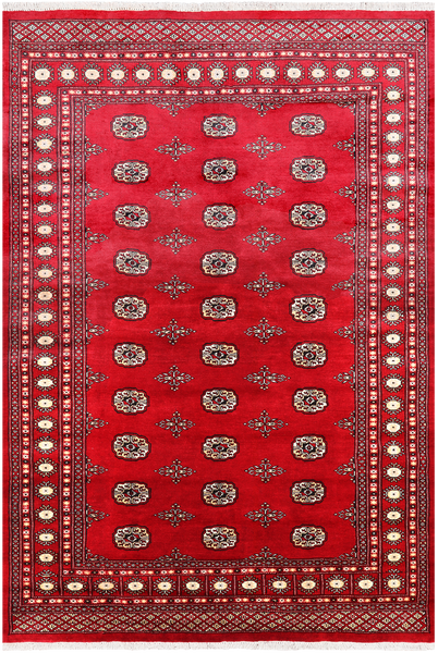 Red Bokhara Handmade Wool Rug - 5' 7" X 8' 3"