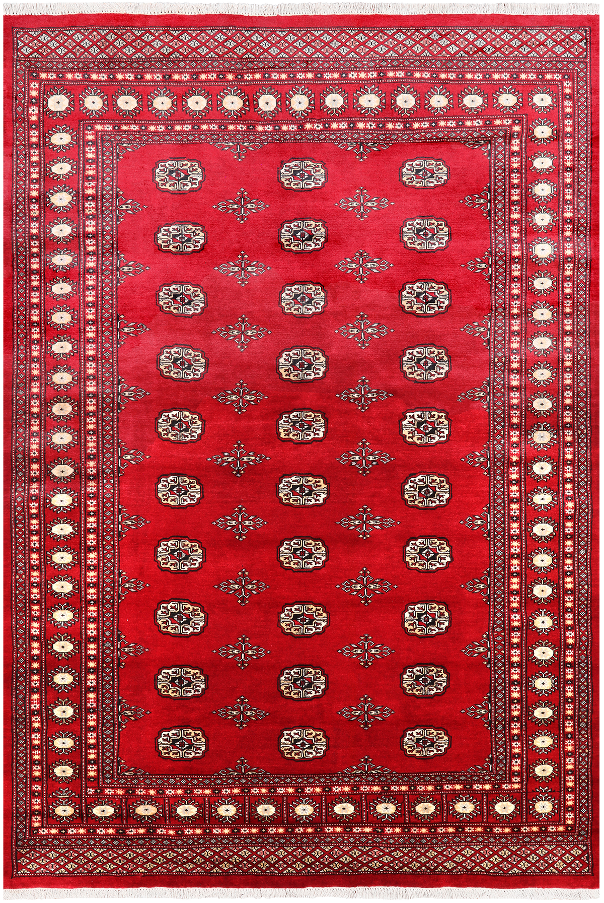 Red Bokhara Handmade Wool Rug - 5' 7" X 8' 3"