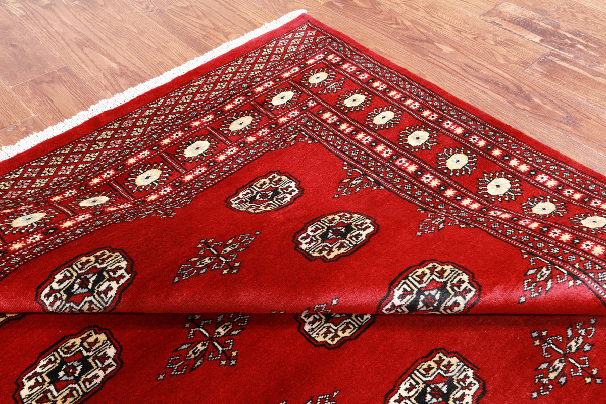 Red Bokhara Handmade Wool Rug - 5' 7" X 8' 3"