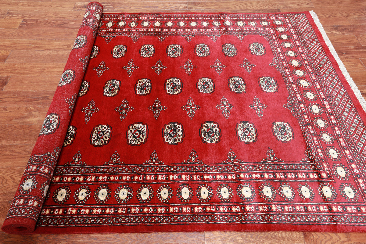 Red Bokhara Handmade Wool Rug - 5' 7" X 8' 3"