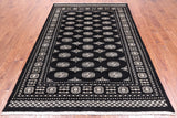 Black Bokhara Hand-Knotted Wool Rug - 5' 7" X 8' 3"