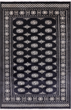Black Bokhara Hand-Knotted Wool Rug - 5' 7" X 8' 3"