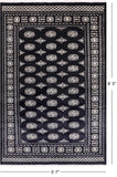 Black Bokhara Hand-Knotted Wool Rug - 5' 7" X 8' 3"