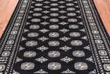Black Bokhara Hand-Knotted Wool Rug - 5' 7" X 8' 3"