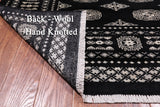 Black Bokhara Hand-Knotted Wool Rug - 5' 7" X 8' 3"