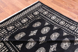 Black Bokhara Hand-Knotted Wool Rug - 5' 7" X 8' 3"