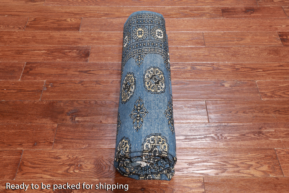 Blue Bokhara Hand Knotted Wool Rug - 5' 6" X 7' 10"