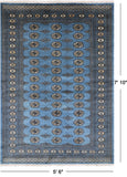 Blue Bokhara Hand Knotted Wool Rug - 5' 6" X 7' 10"