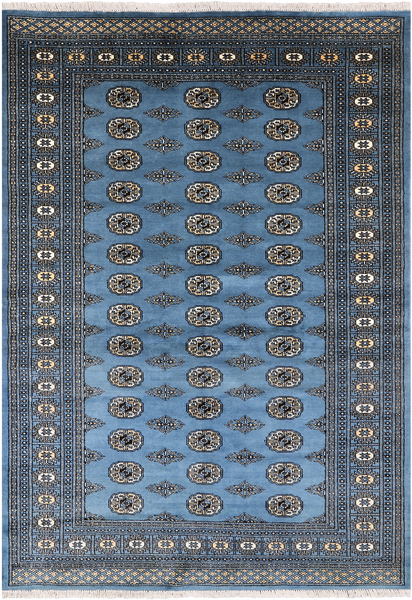 Blue Bokhara Hand Knotted Wool Rug - 5' 6" X 7' 10"