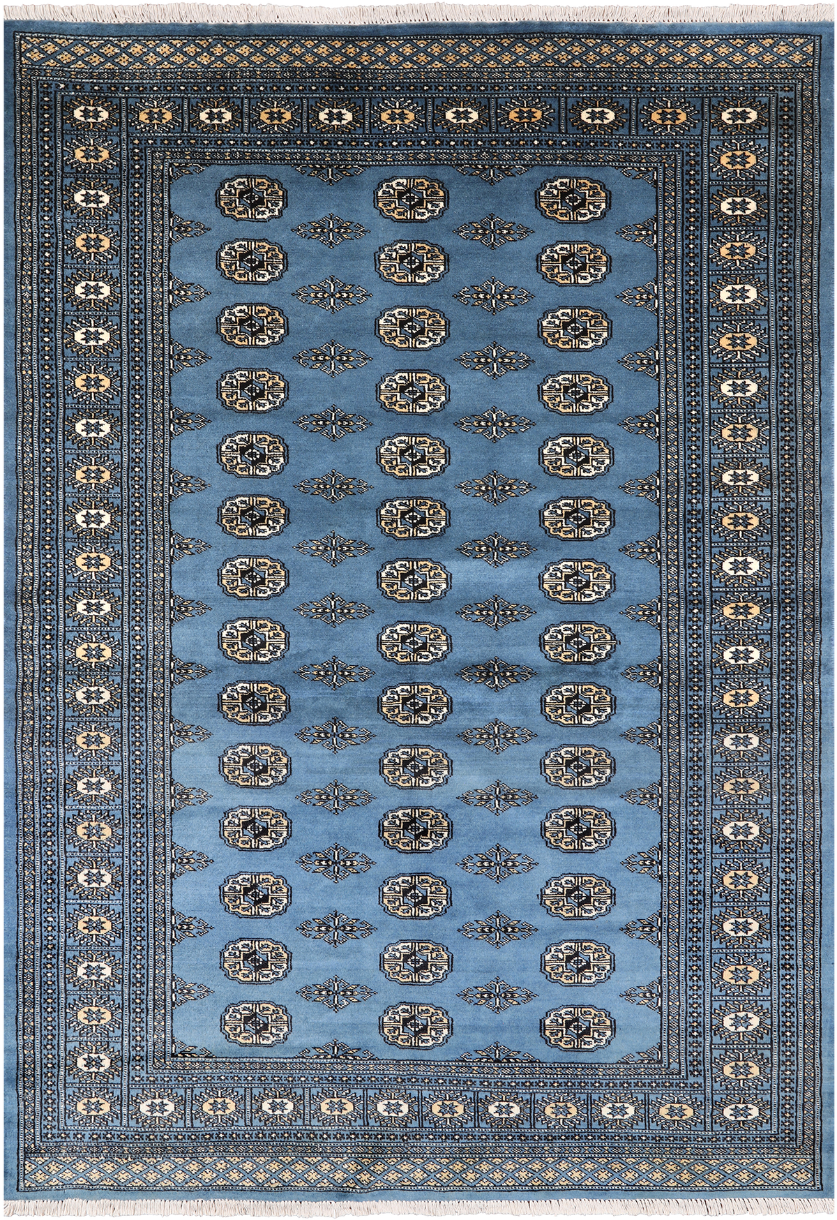 Blue Bokhara Hand Knotted Wool Rug - 5' 6" X 7' 10"