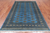 Blue Bokhara Hand Knotted Wool Rug - 5' 6" X 7' 10"