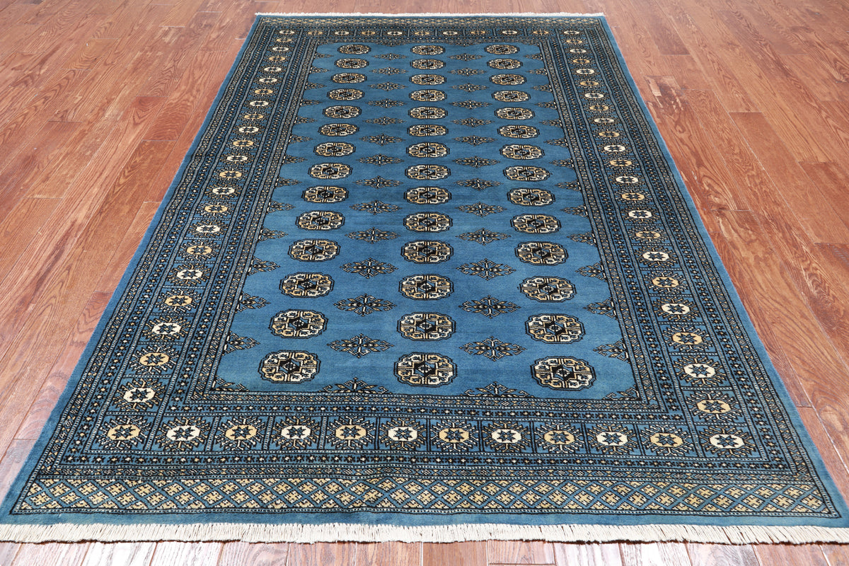 Blue Bokhara Hand Knotted Wool Rug - 5' 6" X 7' 10"