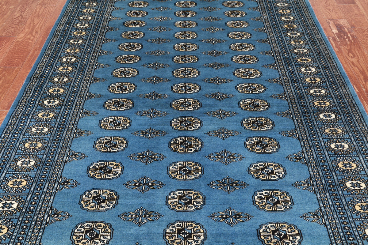 Blue Bokhara Hand Knotted Wool Rug - 5' 6" X 7' 10"