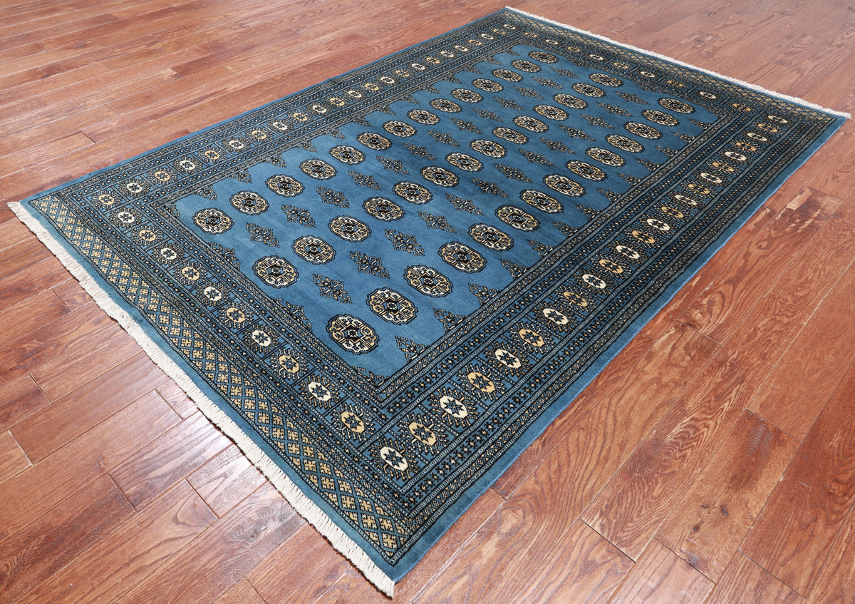 Blue Bokhara Hand Knotted Wool Rug - 5' 6" X 7' 10"