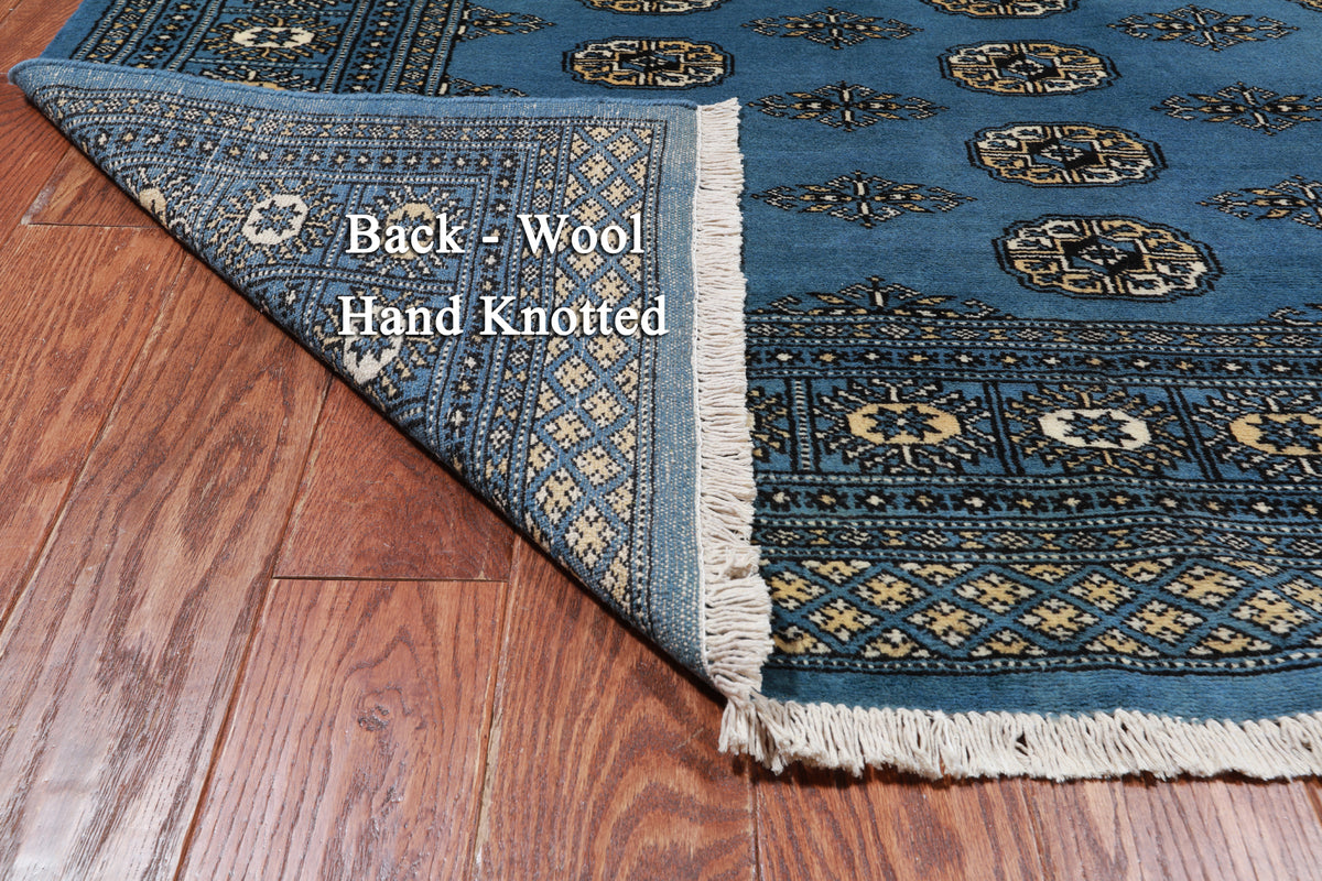 Blue Bokhara Hand Knotted Wool Rug - 5' 6" X 7' 10"