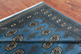Blue Bokhara Hand Knotted Wool Rug - 5' 6" X 7' 10"