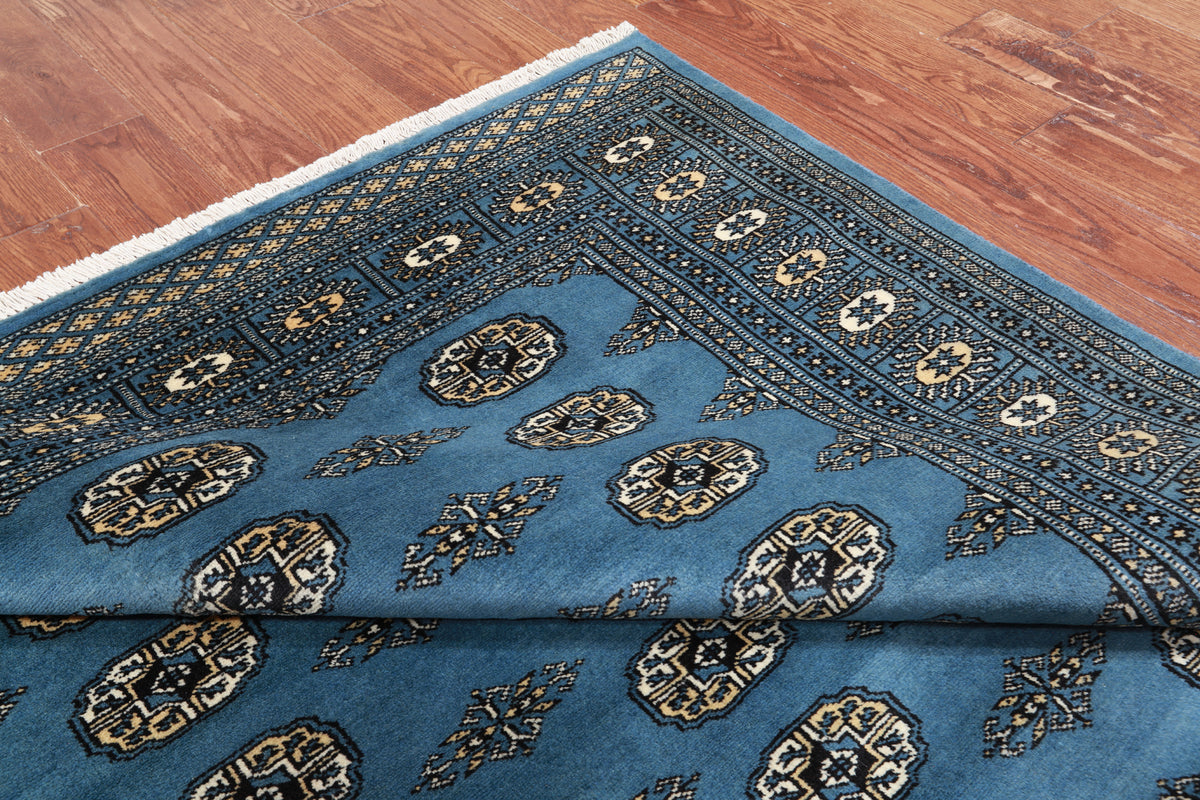 Blue Bokhara Hand Knotted Wool Rug - 5' 6" X 7' 10"