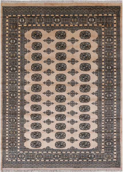 Ivory Bokhara Handmade Wool Rug - 5' 6" X 7' 10"