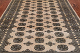 Ivory Bokhara Handmade Wool Rug - 5' 6" X 7' 10"
