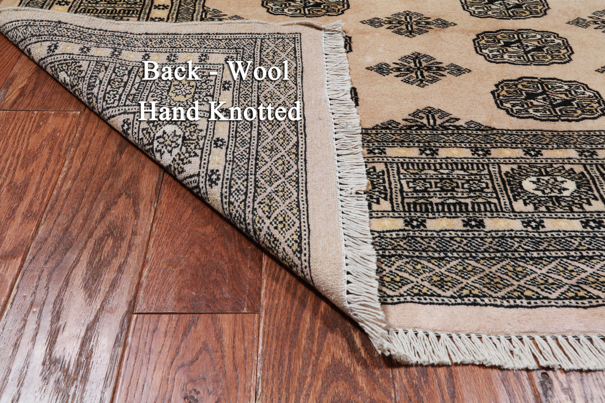 Ivory Bokhara Handmade Wool Rug - 5' 6" X 7' 10"