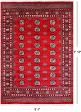 Red Bokhara Hand Knotted Wool Rug - 5' 6" X 7' 10"