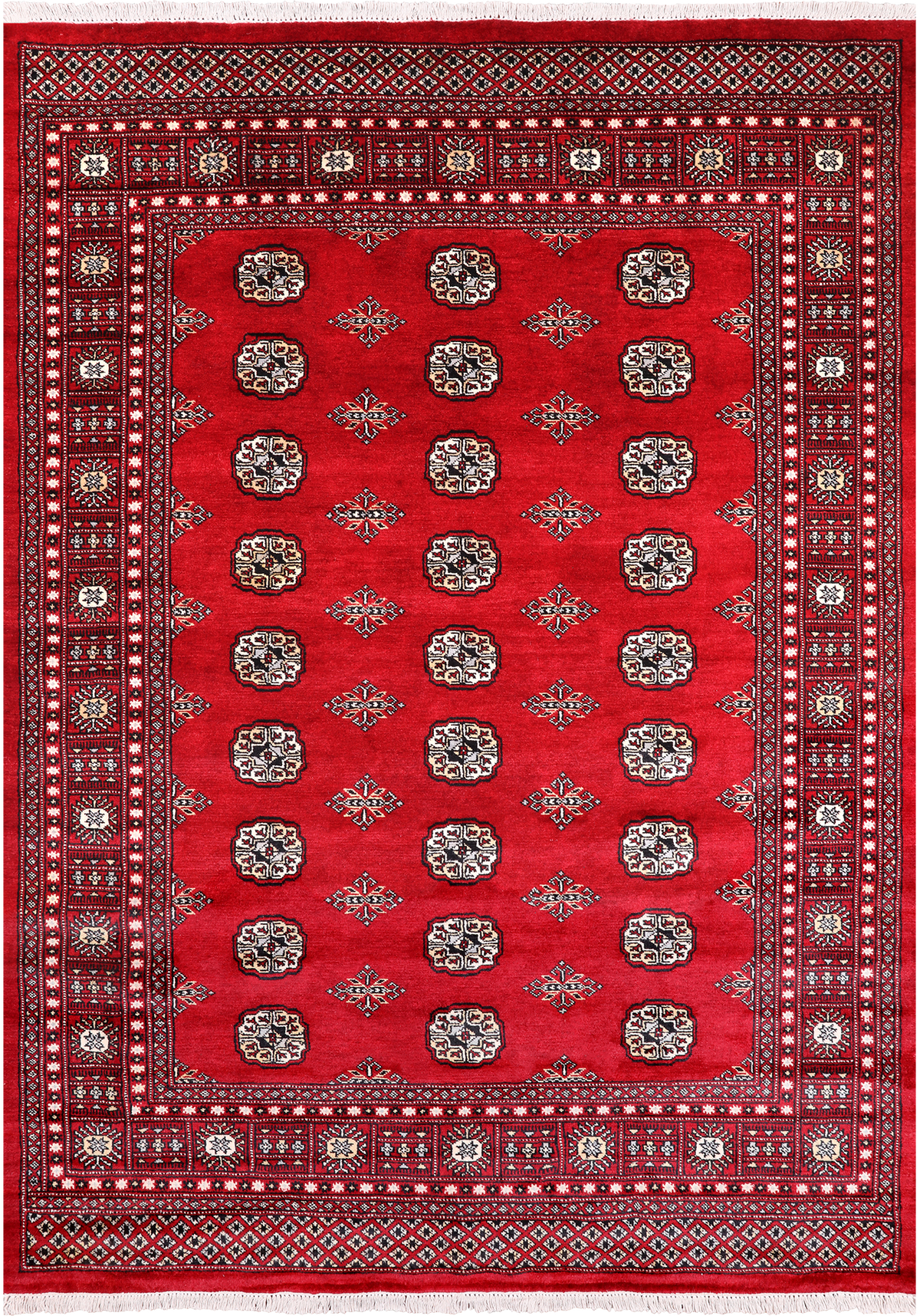 Red Bokhara Hand Knotted Wool Rug - 5' 6" X 7' 10"