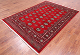 Red Bokhara Hand Knotted Wool Rug - 5' 6" X 7' 10"
