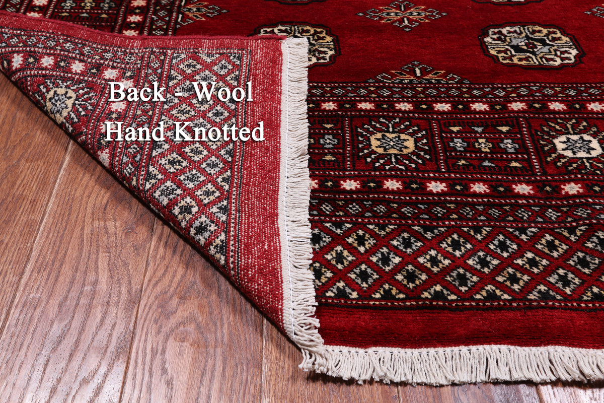 Red Bokhara Hand Knotted Wool Rug - 5' 6" X 7' 10"