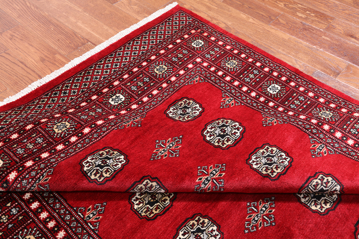 Red Bokhara Hand Knotted Wool Rug - 5' 6" X 7' 10"