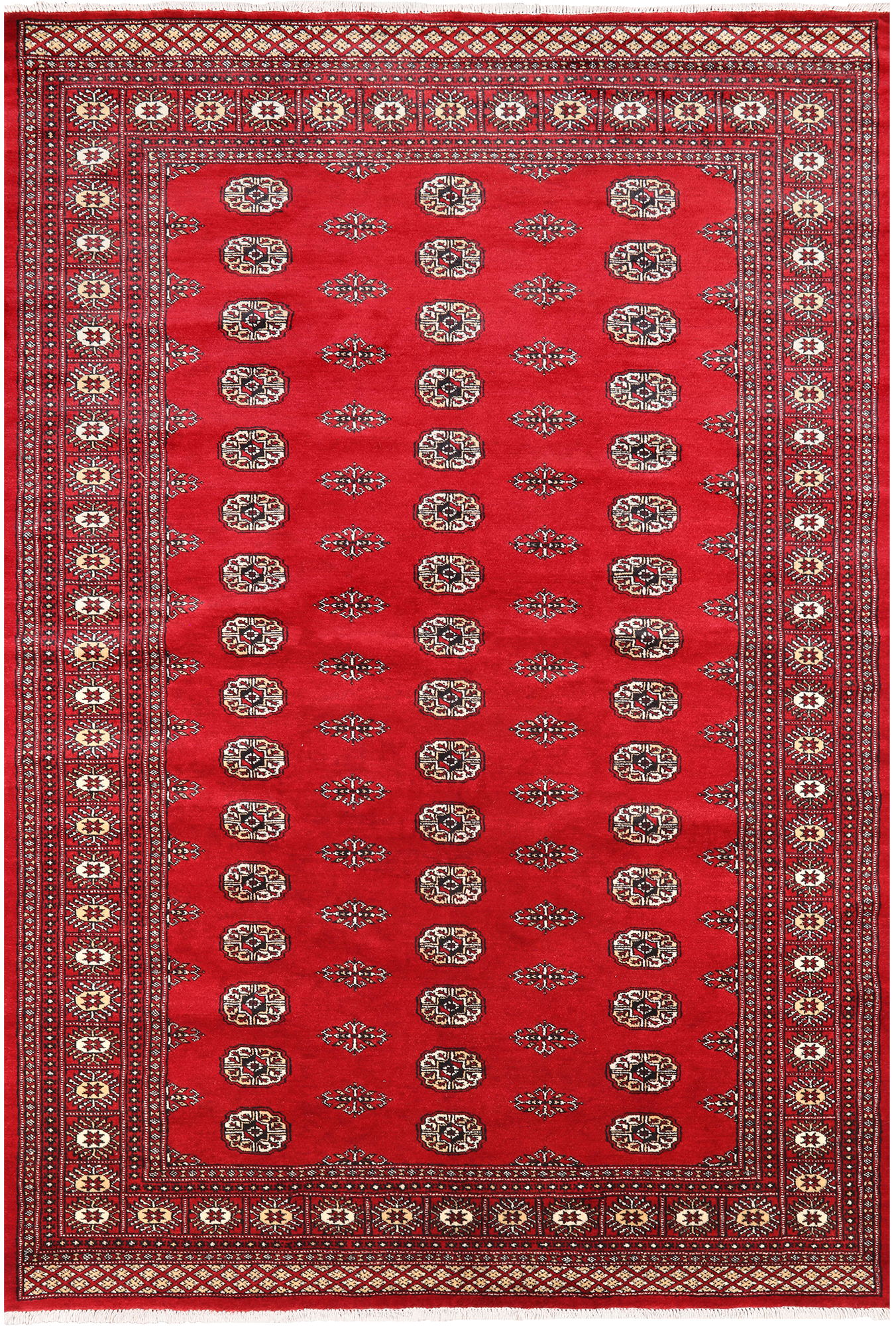 Red Bokhara Handmade Wool Rug - 6' 2" X 9' 0"