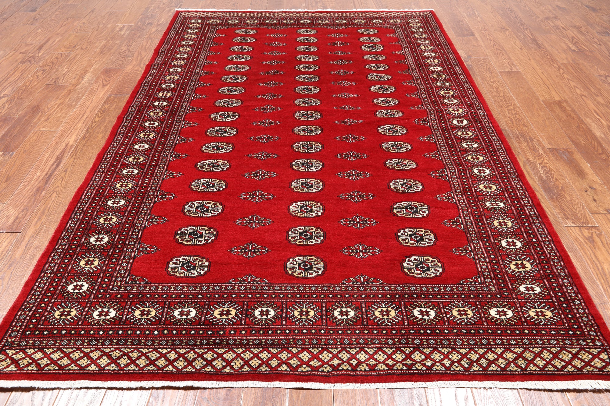 Red Bokhara Handmade Wool Rug - 6' 2" X 9' 0"