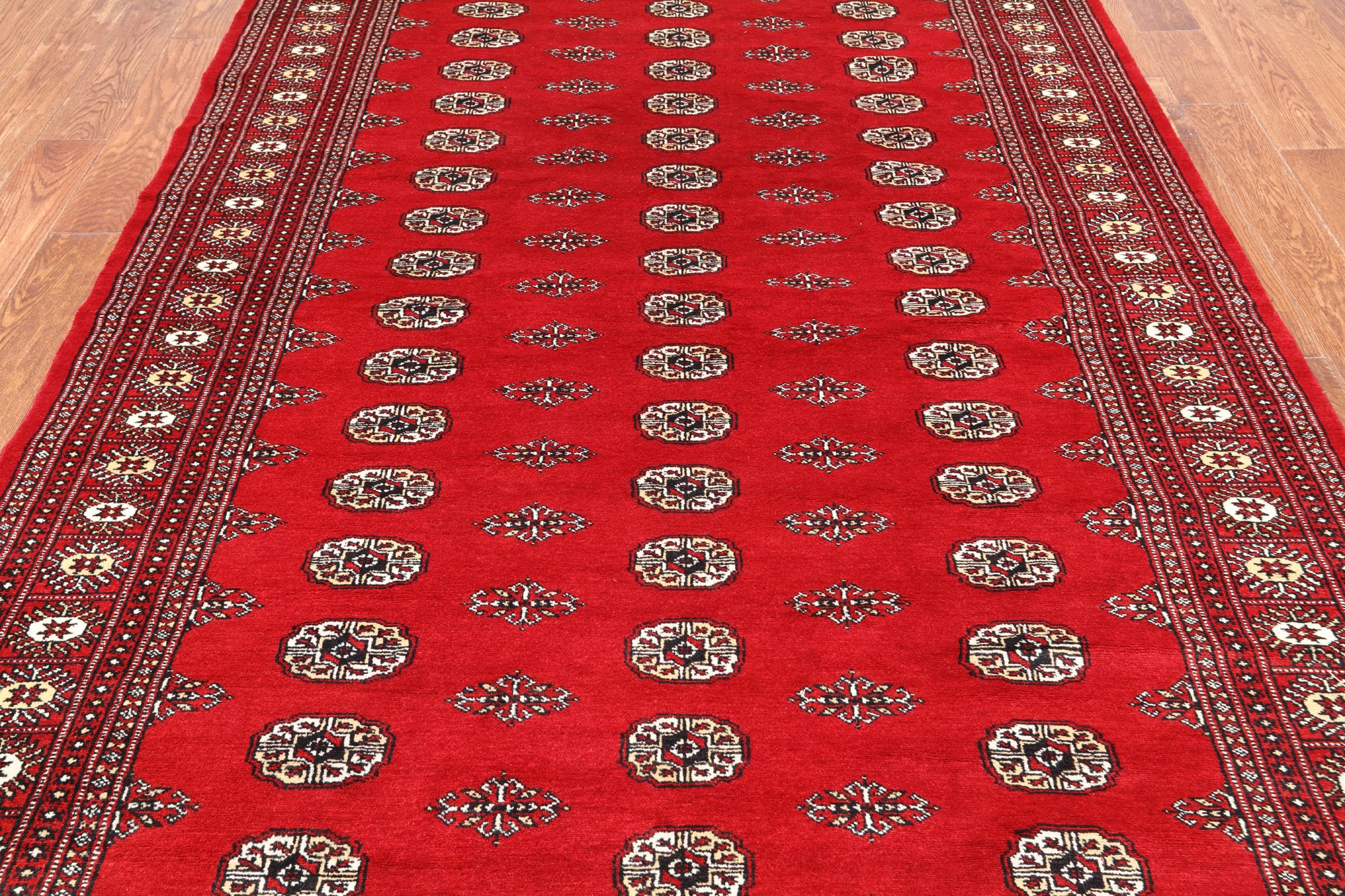 Red Bokhara Handmade Wool Rug - 6' 2" X 9' 0"
