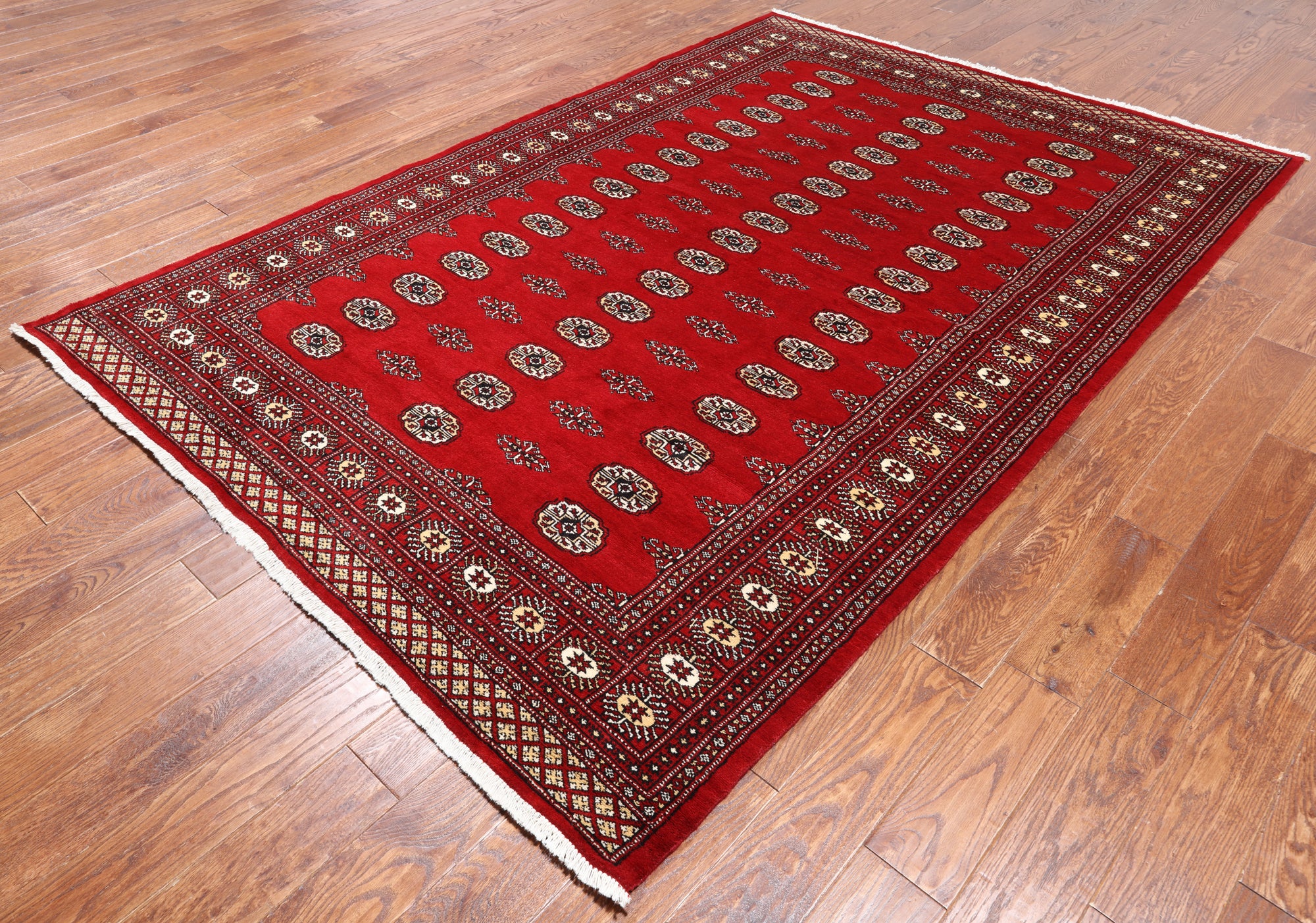 Red Bokhara Handmade Wool Rug - 6' 2" X 9' 0"