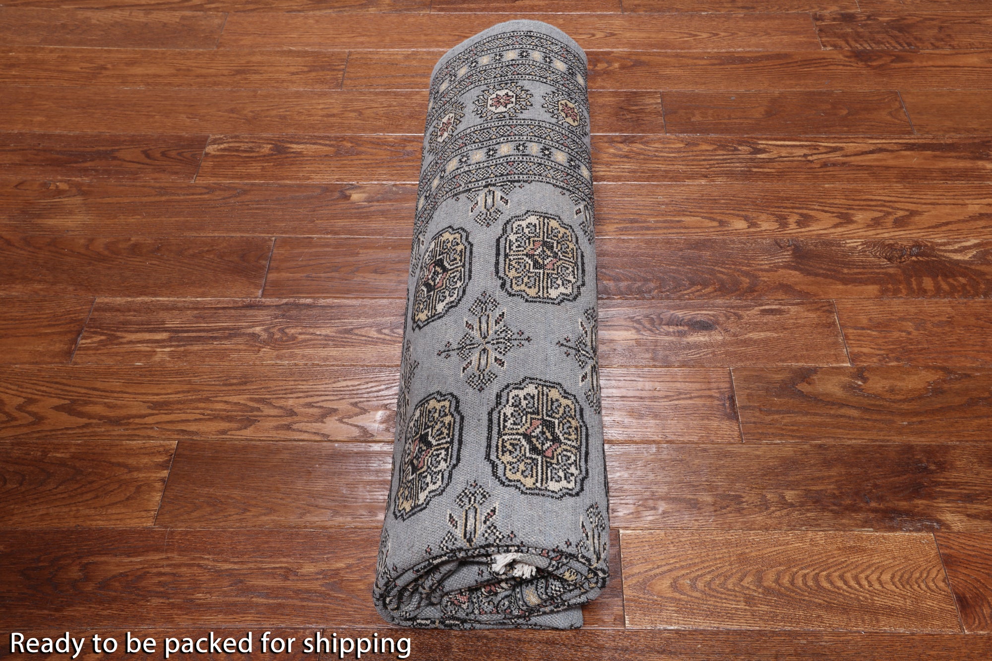 Grey Bokhara Handmade Wool Rug - 6' 1" X 9' 2"