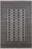 Grey Bokhara Handmade Wool Rug - 6' 1" X 9' 2"